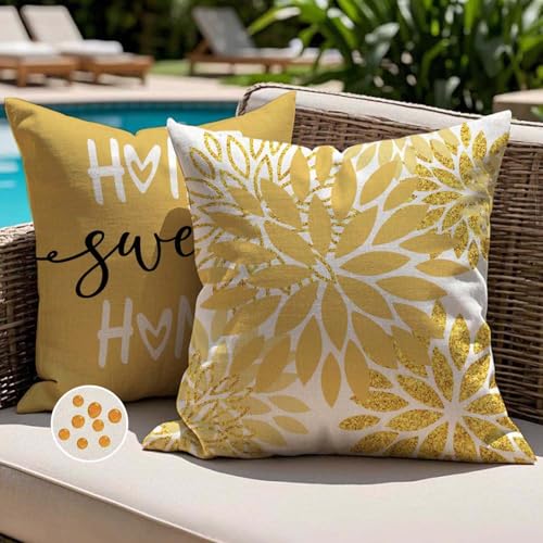 Housse de Coussin Jaune Floral 40x40