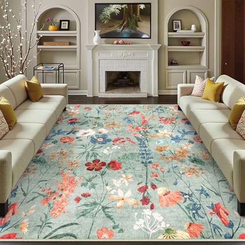 HUGEAR Tapis Floral Vert 200x300cm
