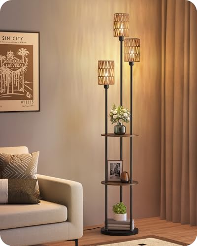 Lampadaire Bohème avec Étagère Intégrée Lampadaire Bohème avec Étagère Intégrée