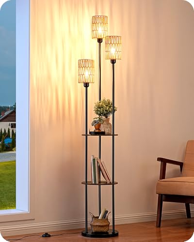 Lampadaire Bohème Vintage avec Étagère Lampadaire Bohème Vintage avec Étagère