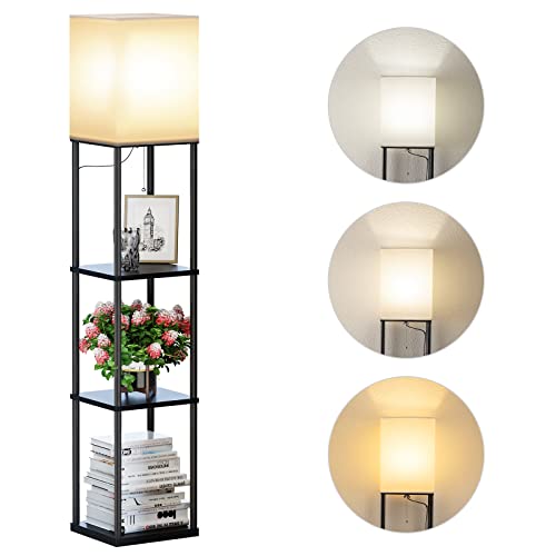 Lampadaire Étagère SUNMORY Noir avec LED Lampadaire Étagère SUNMORY Noir avec LED