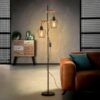 Lampadaire Vintage en Bois et Métal