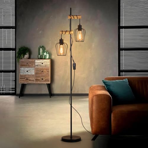 Lampadaire Vintage en Bois et Métal Lampadaire Vintage en Bois et Métal