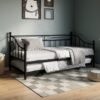Lit Banquette gigogne en métal noir 90x190 Lit Banquette gigogne en métal noir 90x190