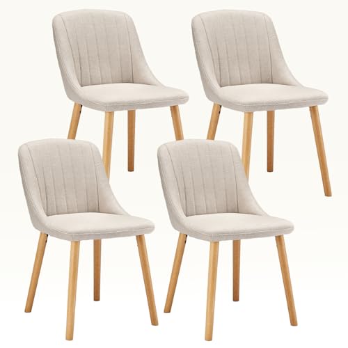Lot de 4 chaises en polyester beige Lot de 4 chaises en polyester beige