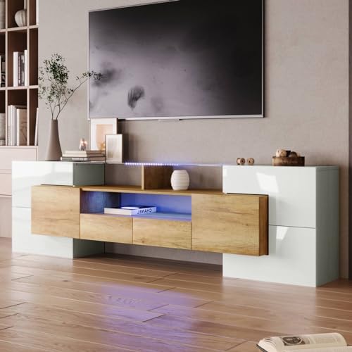 Meuble TV Bas avec Éclairage LED Moderne