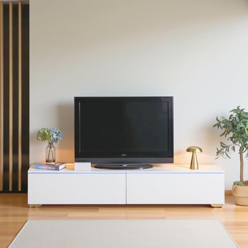 Meuble TV Blanc 180 cm avec LED