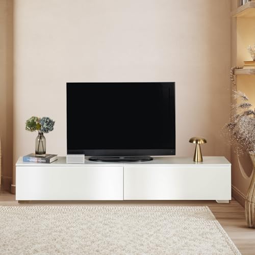 Meuble TV Blanc avec Éclairage LED Meuble TV Blanc avec Éclairage LED