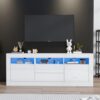 Meuble TV Blanc LED avec Rangement