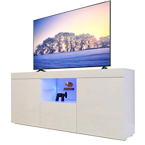 Meuble TV Éclairé Blanc Brillant Dripex