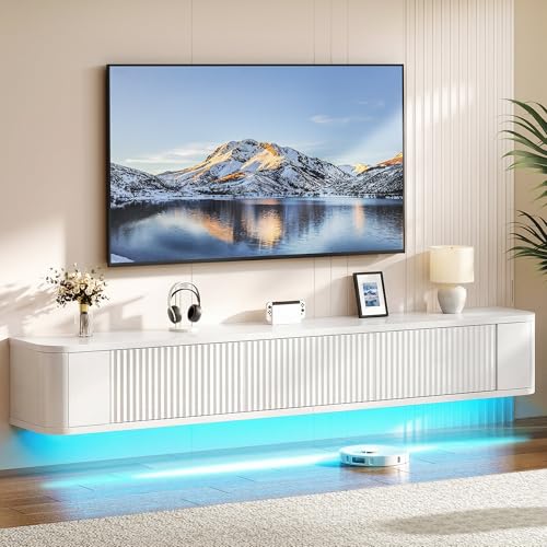 Meuble TV Flottant LED 180 cm Blanc Meuble TV Flottant LED 180 cm Blanc
