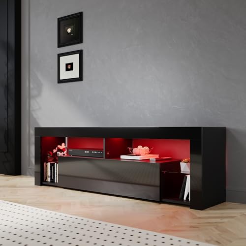 Meuble TV LED Noir avec Éclairage RGB Meuble TV LED Noir avec Éclairage RGB