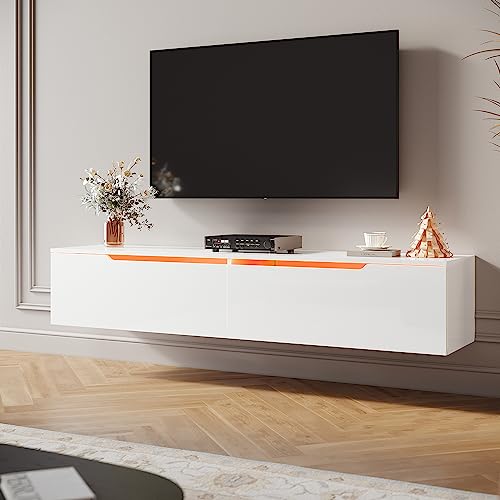 Meuble TV LED SIRHONA Éclairé Blanc