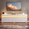 Meuble TV Moderne 150 cm Blanc avec LED Meuble TV Moderne 150 cm Blanc avec LED