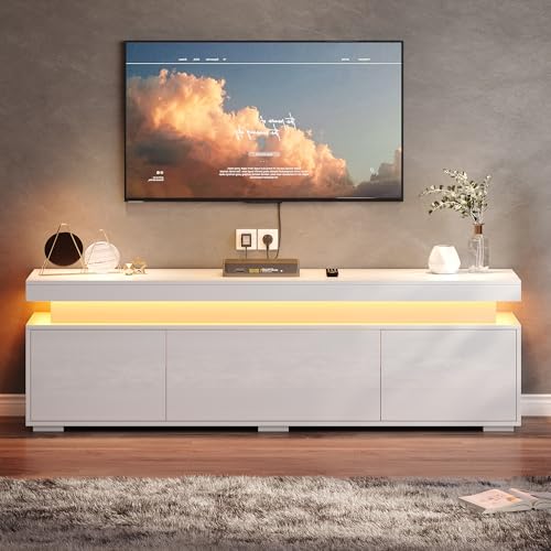 Meuble TV Moderne 150 cm Blanc avec LED Meuble TV Moderne 150 cm Blanc avec LED