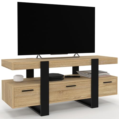 Meuble TV Phoenix 116 cm en Bois Noir Meuble TV Phoenix 116 cm en Bois Noir