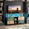 Meuble TV rétro avec éclairage LED Meuble TV rétro avec éclairage LED