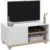 Meuble TV sur Roulettes en Bois Blanc Meuble TV sur Roulettes en Bois Blanc