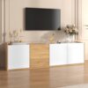 Meuble TV Suspendu 170 cm Blanc Bois