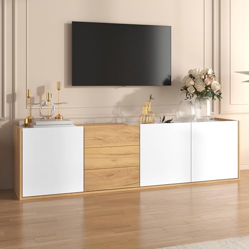 Meuble TV Suspendu 170 cm Blanc Bois