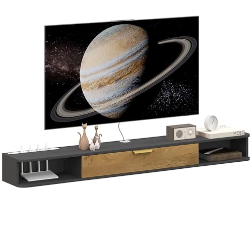 Meuble TV Suspendu Design Élegant Gris Meuble TV Suspendu Design Élegant Gris