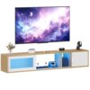 Meuble TV Suspendu Flottant avec Lumières LED