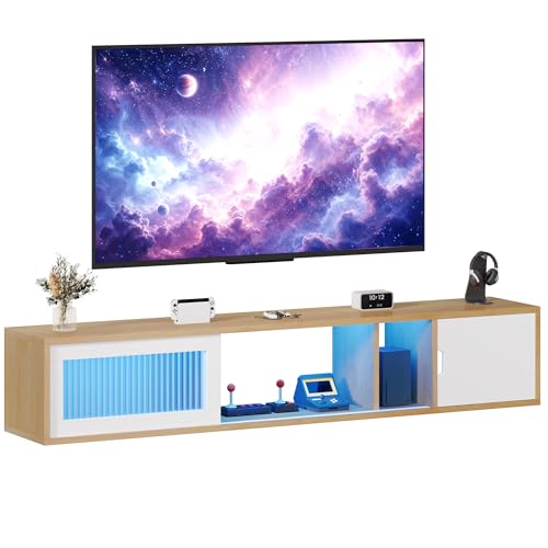 Meuble TV Suspendu Flottant avec Lumières LED