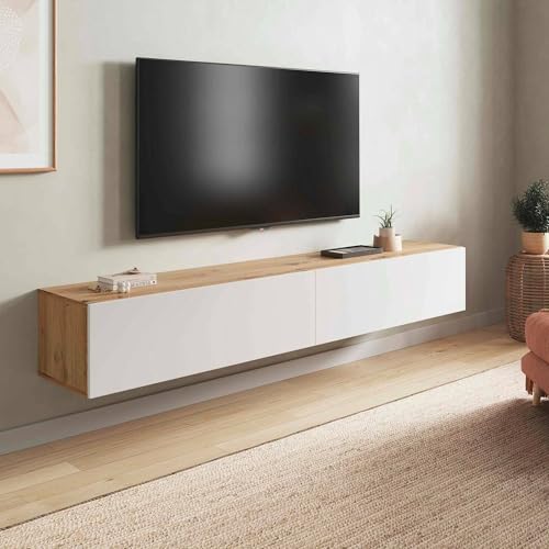 Meuble TV Vincennes en Chêne et Blanc