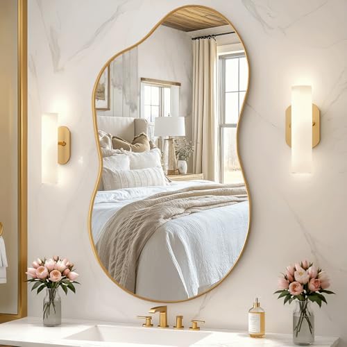 Miroir Asymétrique en Aluminium Doré Miroir Asymétrique en Aluminium Doré