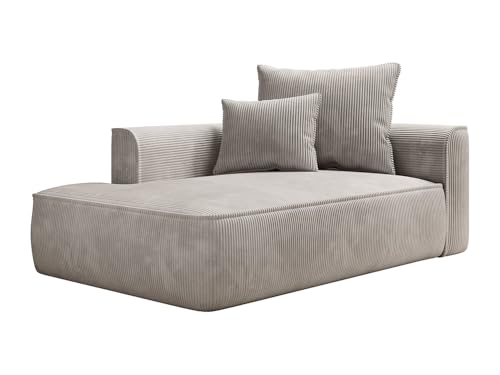 Méridienne Gauche en Velours Beige PINETA