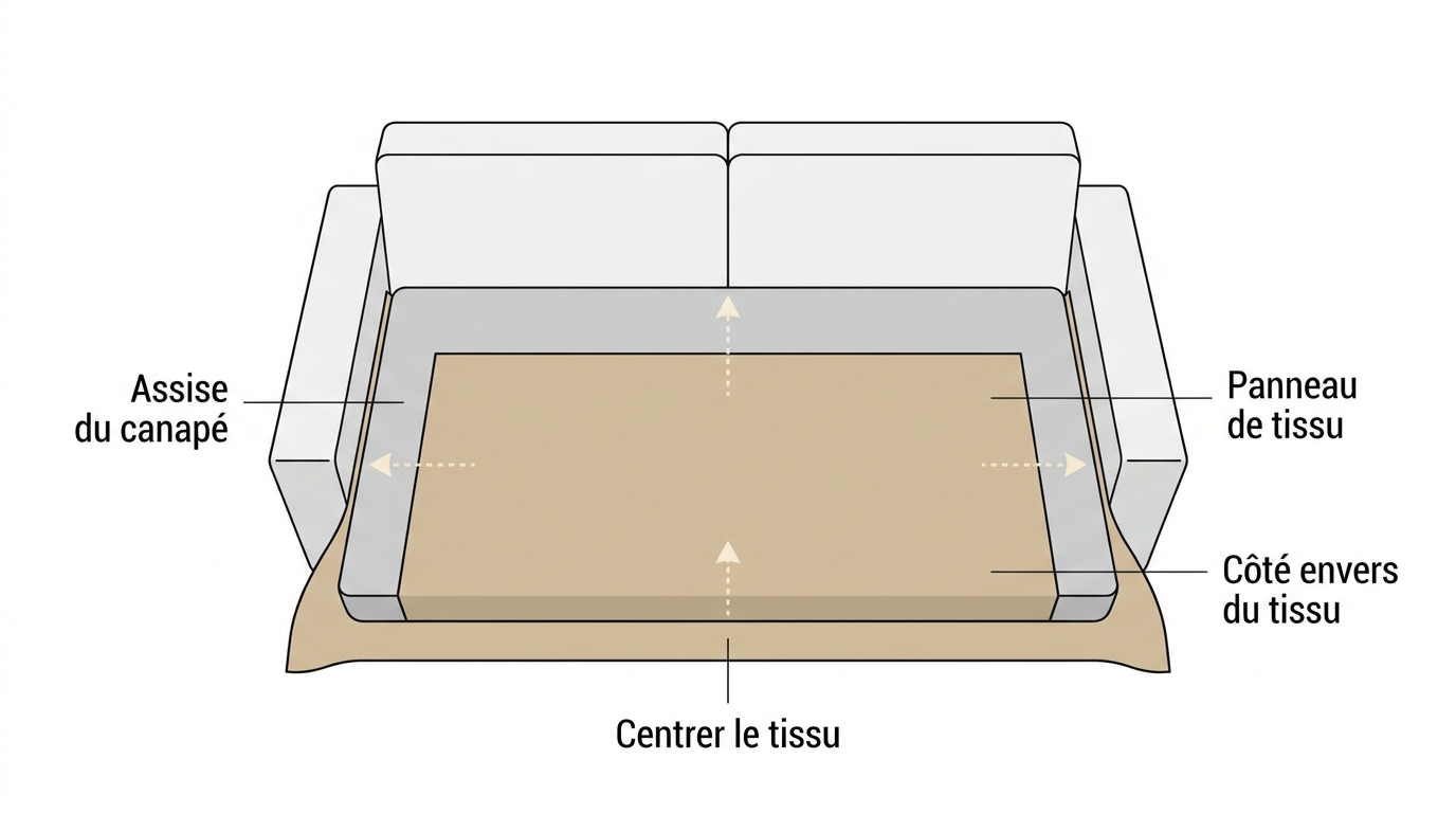 Panneau de tissu centré sur un canapé Panneau de tissu centré sur un canapé