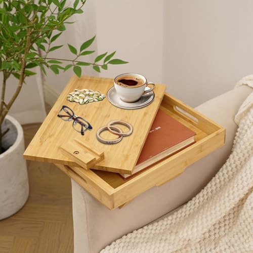 Plateau en bambou pour canapé avec support
