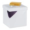 Pouf de Rangement Pliable en Similicuir Pouf de Rangement Pliable en Similicuir