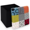 Pouf de Rangement Pliable Patchwork 38 cm