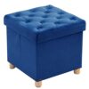 Pouf Rangement Pliable en Velours Bleu Pouf Rangement Pliable en Velours Bleu