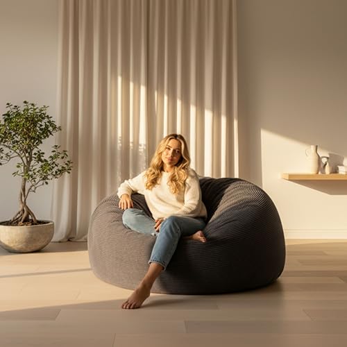 Pouf Rond XXL en Velours Côtelé Pouf Rond XXL en Velours Côtelé