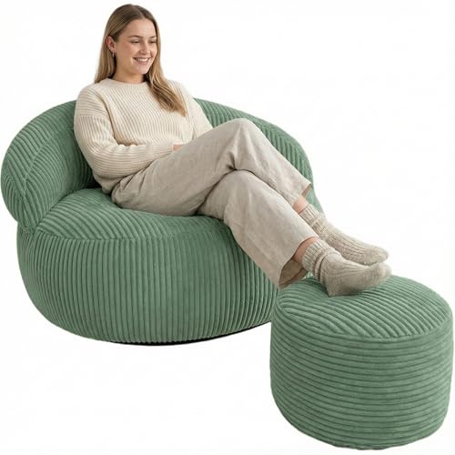 Pouf XXL en Velours Côtelé Élégant Pouf XXL en Velours Côtelé Élégant