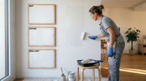 Peinture et échantillons de finitions mates et brillantes