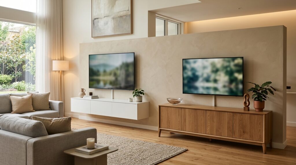 Quelles différences entre un meuble TV suspendu par rapport à un meuble TV posé au sol avantages et inconvénients entre meuble télé suspendu et posé au sol