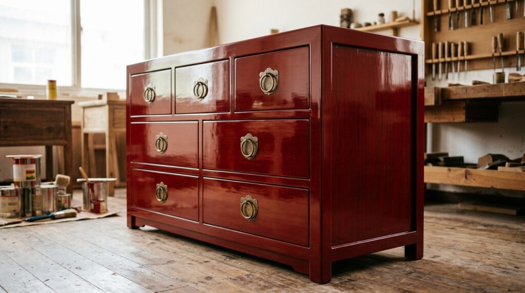 Rénovation d'une commode chinoise en peinture laquée Rénovation d'une commode chinoise en peinture laquée