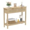 Table console Boho en rotin avec tiroirs Table console Boho en rotin avec tiroirs