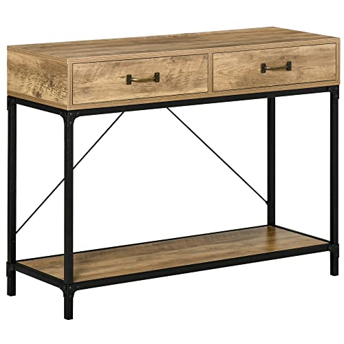 Table Console d'Appoint Industrielle avec Tiroirs Table Console d'Appoint Industrielle avec Tiroirs