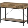 Table Console Design Industriel avec Rangement Compact Table Console Design Industriel avec Rangement Compact