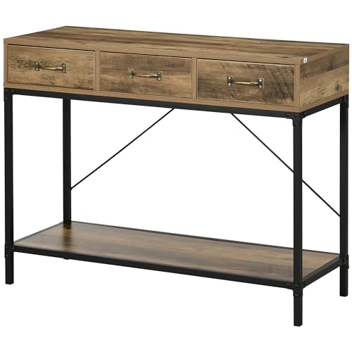 Table Console Design Industriel avec Rangement Compact Table Console Design Industriel avec Rangement Compact