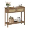 Table console en rotin et bois Table console en rotin et bois