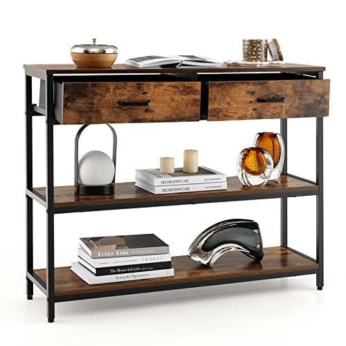 Table Console Industrielle avec 2 Tiroirs Table Console Industrielle avec 2 Tiroirs