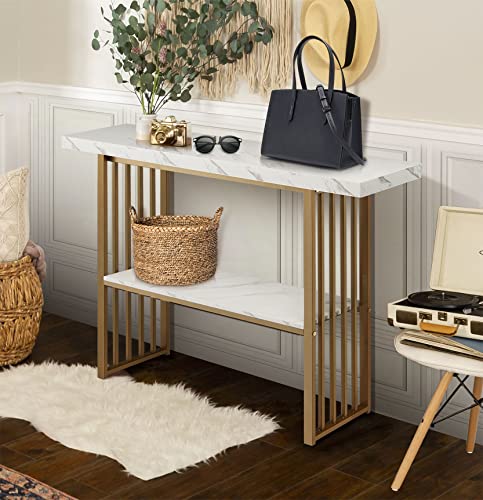 Table Console Élégante en Faux Marbre