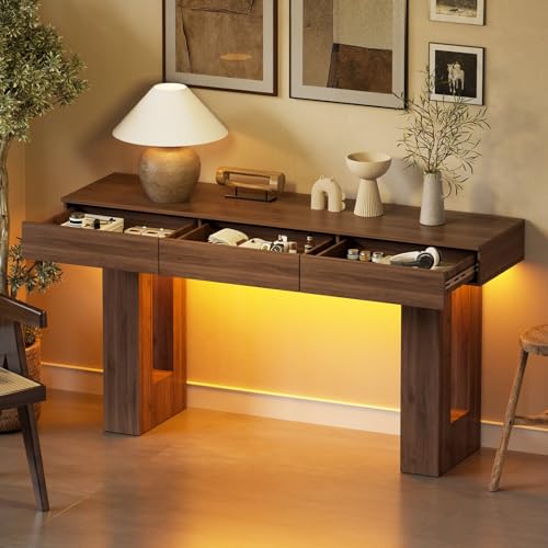 Table Console Moderne avec LED et Tiroirs