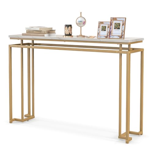 Table Console Moderne Effet Marbre Doré