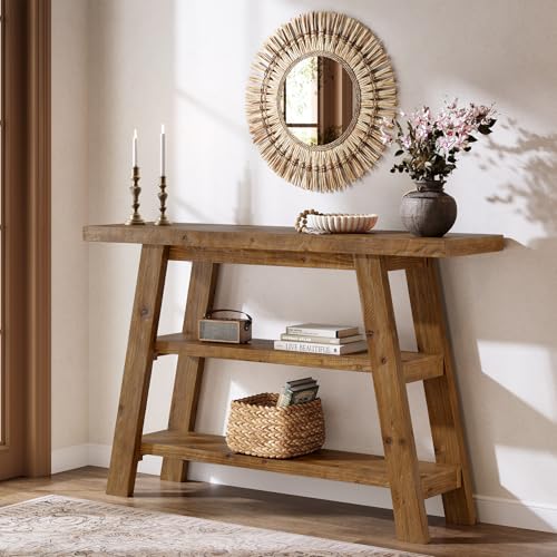 Table en bois massif avec étagères pratiques Table en bois massif avec étagères pratiques